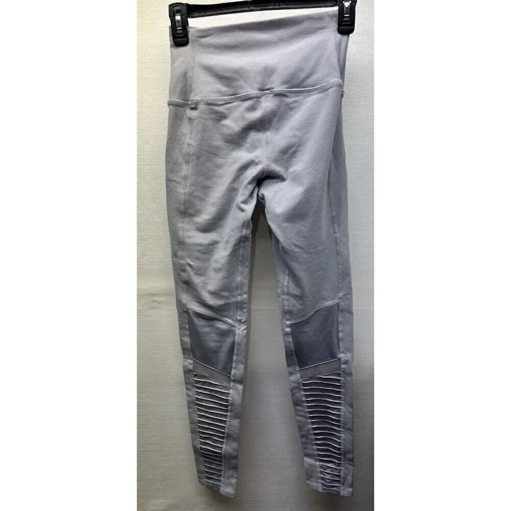 Alo Yoga Moto Leggings Size Small light gray Woman’s Textured High Waisted - Picture 2 of 11
